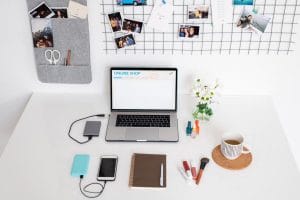 Online courses for Digital Marketing - desk with computer and accessories